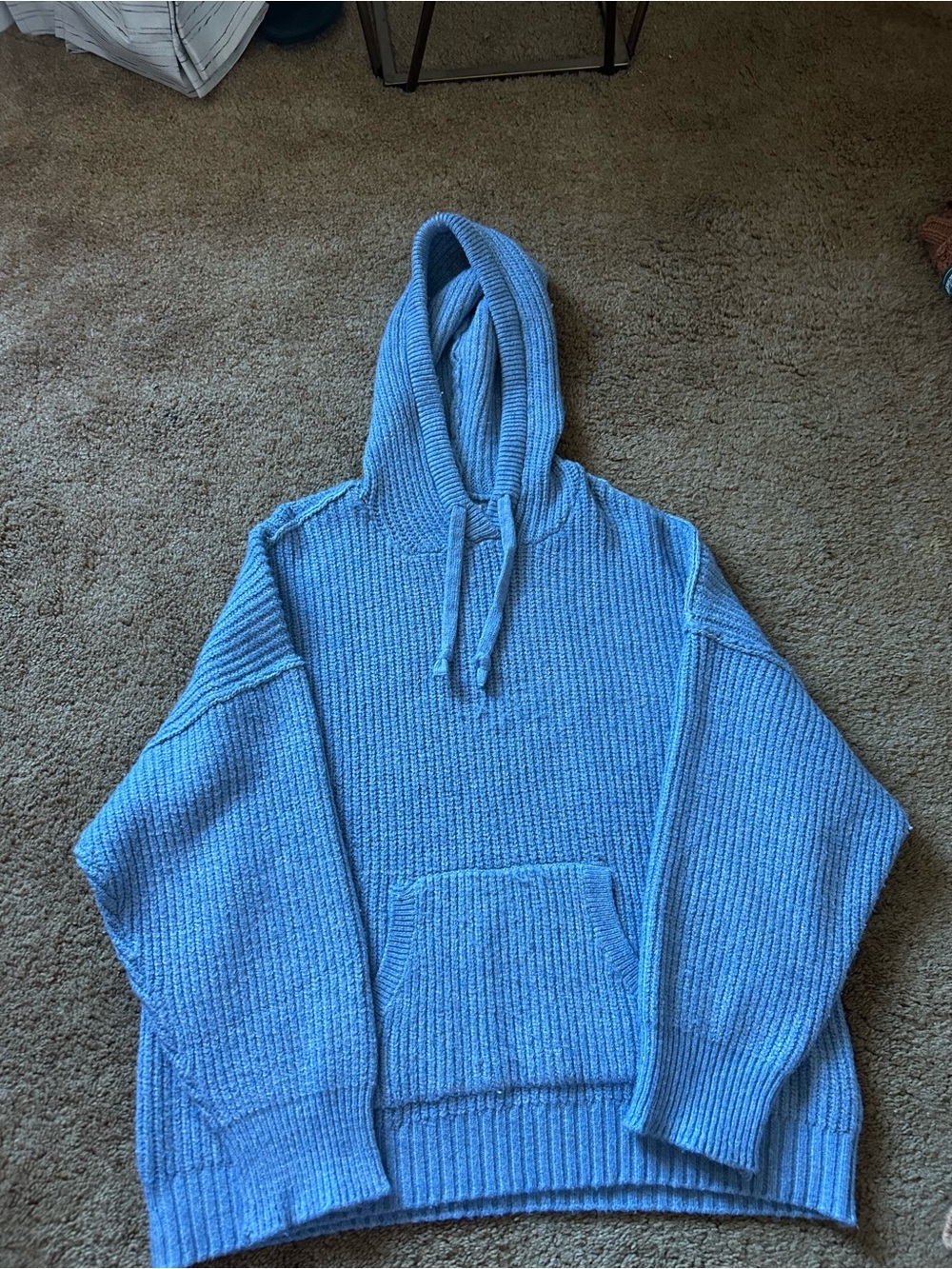 💙 Blue American Eagle Knit Hoodie — Size Large